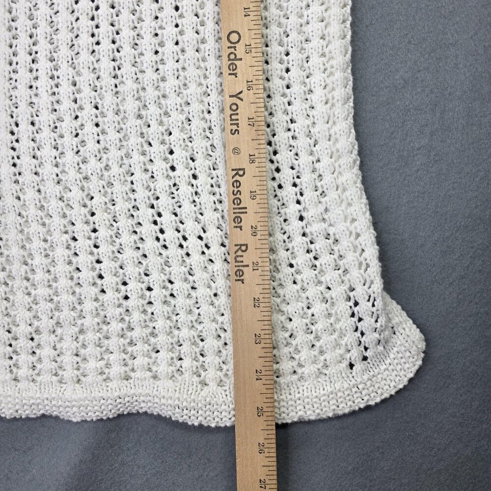 J Jill Sweater Womens XS S White Open Knit 3/4 Sleeve Pullover Cotton Blend Top - Picture 10 of 12